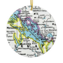 Lake Winnipesaukee Kaart Keramisch Ornament