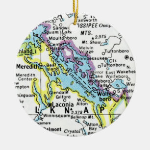 Lake Winnipesaukee Kaart Keramisch Ornament
