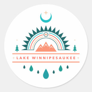 Lake Winnipesaukee New Hampshire Boho Regenboog Ma Ronde Sticker