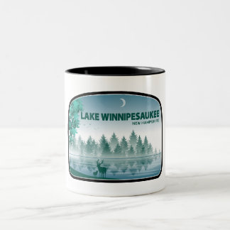 Lake Winnipesaukee New Hampshire Herten Tweekleurige Koffiemok