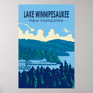 Lake Winnipesaukee New Hampshire Reis Kunst Retro Poster