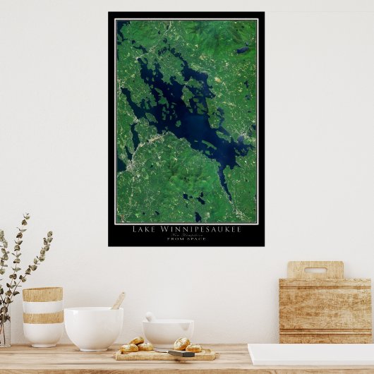 Lake Winnipesaukee New Hampshire Satellite Map Poster (Keuken)