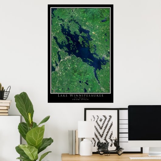 Lake Winnipesaukee New Hampshire Satellite Map Poster (Thuiskantoor)