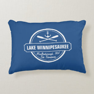 Lake Winnipesaukee NH aangepaste stad, naam, anker Accent Kussen