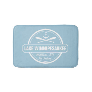 Lake Winnipesaukee NH aangepaste stad, naam, anker Badmat