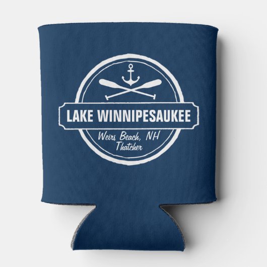 Lake Winnipesaukee NH aangepaste stad, naam, anker Blikjeskoeler (Achterkant)