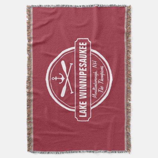 Lake Winnipesaukee NH aangepaste stad, naam, anker Deken (Voorkant Verticaal)