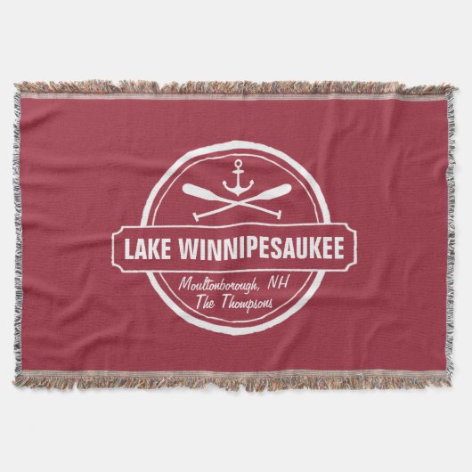 Lake Winnipesaukee NH aangepaste stad, naam, anker Deken (Voorkant)