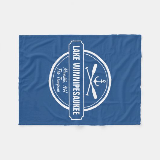 Lake Winnipesaukee NH aangepaste stad, naam, anker Fleece Deken (Voorkant (Horizontaal))