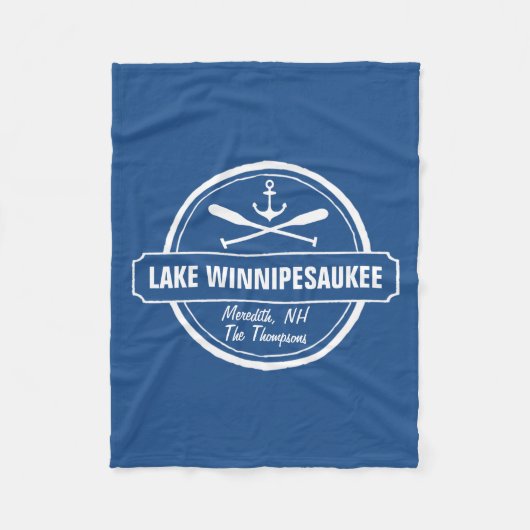 Lake Winnipesaukee NH aangepaste stad, naam, anker Fleece Deken (Voorkant)