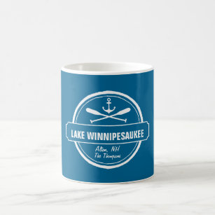 Lake Winnipesaukee NH aangepaste stad, naam, anker Koffiemok
