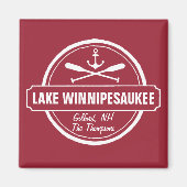 Lake Winnipesaukee NH aangepaste stad, naam, anker Magneet (Voorkant)