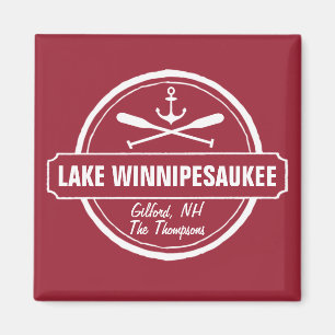 Lake Winnipesaukee NH aangepaste stad, naam, anker Magneet