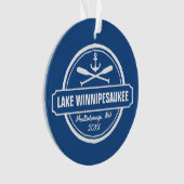 Lake Winnipesaukee NH aangepaste stad, naam, anker Ornament (voorkant)