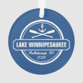 Lake Winnipesaukee NH aangepaste stad, naam, anker Ornament (achterkant)