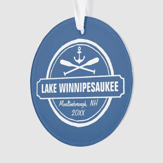 Lake Winnipesaukee NH aangepaste stad, naam, anker Ornament (voorkant)