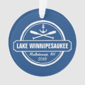Lake Winnipesaukee NH aangepaste stad, naam, anker Ornament (voorkant)