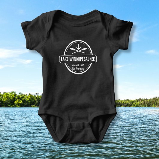 Lake Winnipesaukee NH aangepaste stad, naam, anker Romper
