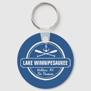 Lake Winnipesaukee NH aangepaste stad, naam, anker Sleutelhanger