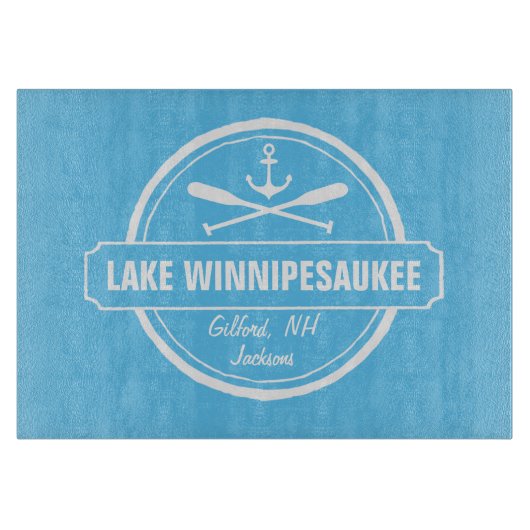 Lake Winnipesaukee NH aangepaste stad, naam, anker Snijplank (Voorkant)