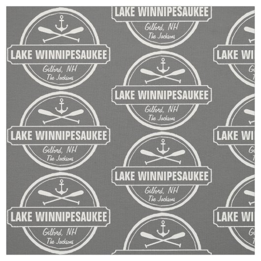 Lake Winnipesaukee NH aangepaste stad, naam, anker Stof (Swatch)