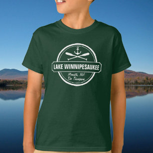 Lake Winnipesaukee NH aangepaste stad, naam, anker T-shirt