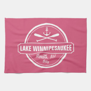 Lake Winnipesaukee NH aangepaste stad, naam, anker Theedoek