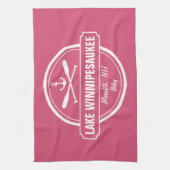 Lake Winnipesaukee NH aangepaste stad, naam, anker Theedoek (Verticaal)