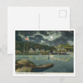 Lake Winnipesaukee, NH De Weirs bij nacht 1910 Briefkaart (Voorkant / Achterkant)