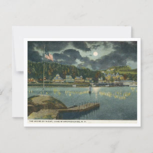 Lake Winnipesaukee, NH De Weirs bij nacht 1910 Briefkaart