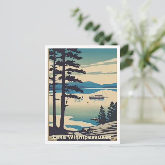 Lake Winnipesaukee NH Quiet Lake Scene Graphic Art Briefkaart (Staand voorkant)