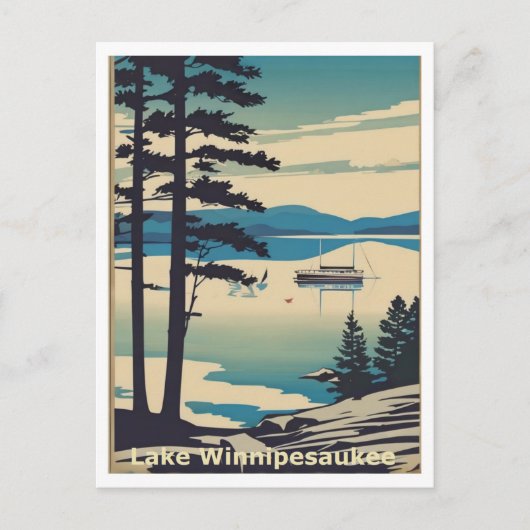 Lake Winnipesaukee NH Quiet Lake Scene Graphic Art Briefkaart (Voorkant)