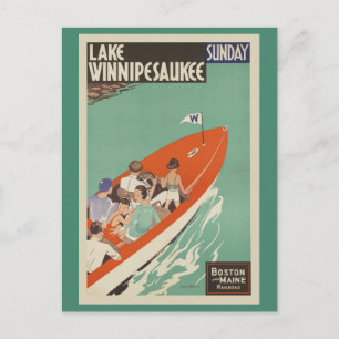 Lake Winnipesaukee NH Railroad Vintage Travel Briefkaart
