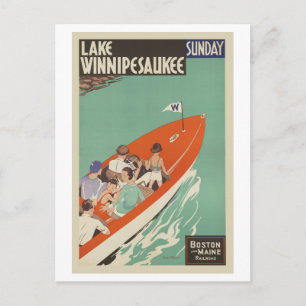 Lake Winnipesaukee NH Railroad Vintage Travel Briefkaart