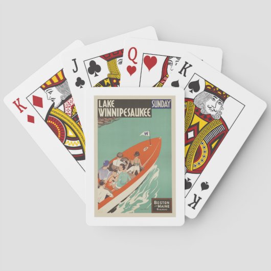 Lake Winnipesaukee NH Railroad Vintage Travel Pokerkaarten (Achterkant)