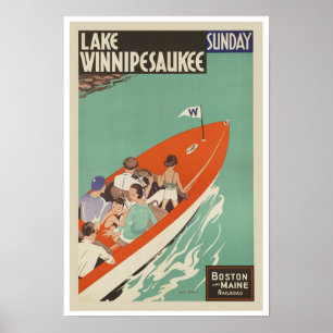 Lake Winnipesaukee NH ~ Vintage Travel America Poster