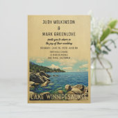Lake Winnipesaukee Wedding Invitation Vintage Kaart (Staand voorkant)