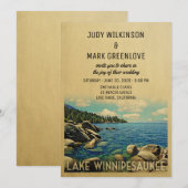 Lake Winnipesaukee Wedding Invitation Vintage Kaart (Voorkant / Achterkant)
