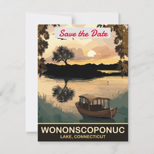 Lake Wononscopomuc Connecticut Trouw Uitnodiging (Voorkant)
