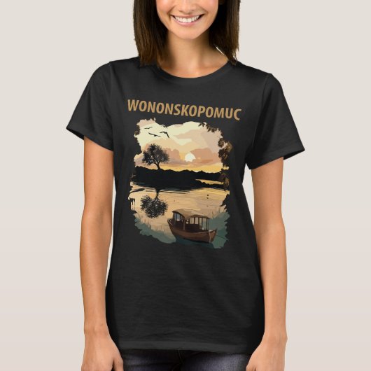Lake Wononscopomuc CT Retro Reis T-shirt (Voorkant)