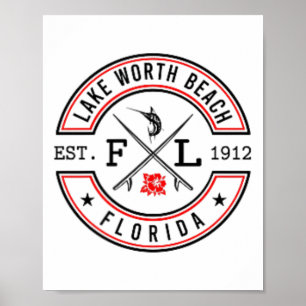 Lake Worth Beach Florida Fl Retro Surfer Strand Fr Poster