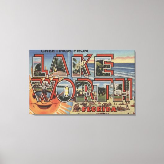 Lake Worth, Florida - Large Letter Scenes Canvas Afdruk (Voorkant)