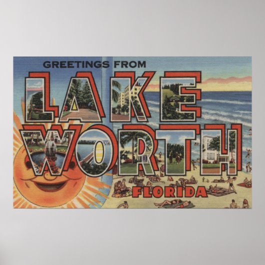 Lake Worth, Florida - Large Letter Scenes Poster (Voorkant)