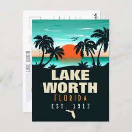 Lake Worth Florida Retro Sunset Souvenirs 60s Briefkaart