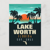 Lake Worth Florida Retro Sunset Souvenirs 60s Briefkaart (Voorkant)