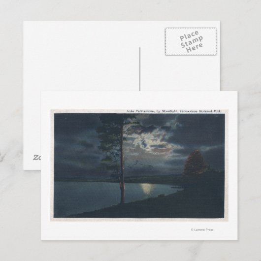 Lake Yellowstone, WYView of Lake by Moonlight Briefkaart (Voorkant / Achterkant)