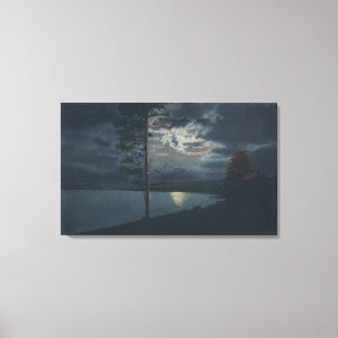 Lake Yellowstone, WYView of Lake by Moonlight Canvas Afdruk