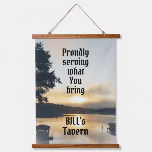 Lakefront die trots dient wat je met balk brengt hangend wandkleed (Voorkant)