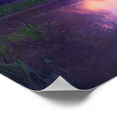 Lakefront Twilight in het bos Poster (Hoek)