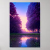 Lakefront Twilight in het bos Poster (Voorkant)